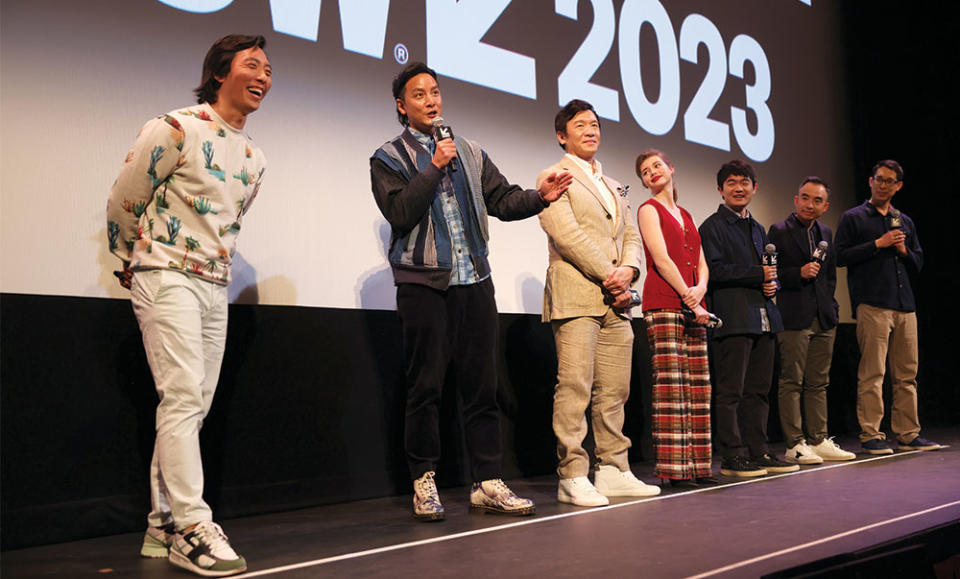 Daniel Wu speaks during the Q and A at the "American Born Chinese" world premiere which had a warm reception at South by Southwest in March. It makes its streaming debut May 24 on Disney+