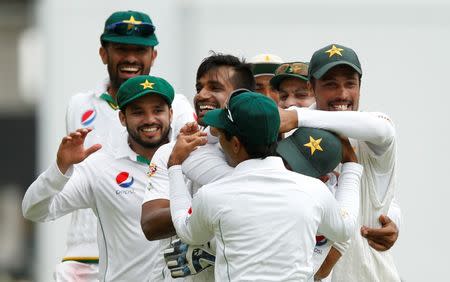 Britain Cricket - England v Pakistan - First Test - Lord’s - 17/7/16 Pakistan's Rahat Ali celebrates the wicket of England's Joe Root Action Images via Reuters / Andrew Boyers Livepic EDITORIAL USE ONLY.