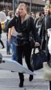 <p> While filming for <em>Wanderlust </em>in 2010, Jennifer Aniston was papped with a black Marc by Marc Jacobs Totally Turnlock Lucy Bag which adds a chic touch to the monochromatic outfit. The slouchy leather tote with gold detailing was one of the best designer tote bags before the Marc Jacobs tote bag was released in 2019. </p>