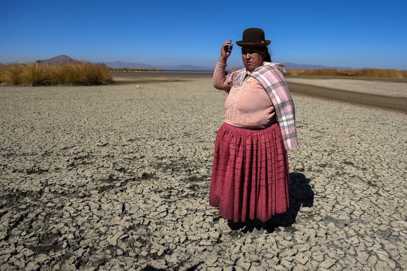 Lake Titicaca water level drops due to lack of rain in the entire altiplano, in Huarina