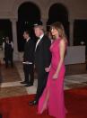 <p>For her first black tie gala since Inauguration Day, Melania Trump stepped out in a <span>hot-pink gown</span> from French fashion house Dior. To attend the 60th annual Red Cross Gala, the first lady paired the bright and tight dress with massive emerald and diamond earrings. (Photo: Getty Images) </p>