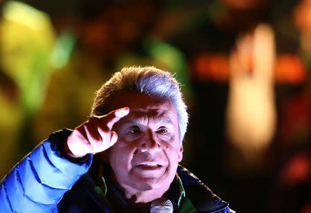 Lenin Moreno, presidential candidate from the ruling PAIS Alliance party, gives a speech during a campaign rally in Quito, Ecuador, February 15, 2017. REUTERS/Mariana Bazo