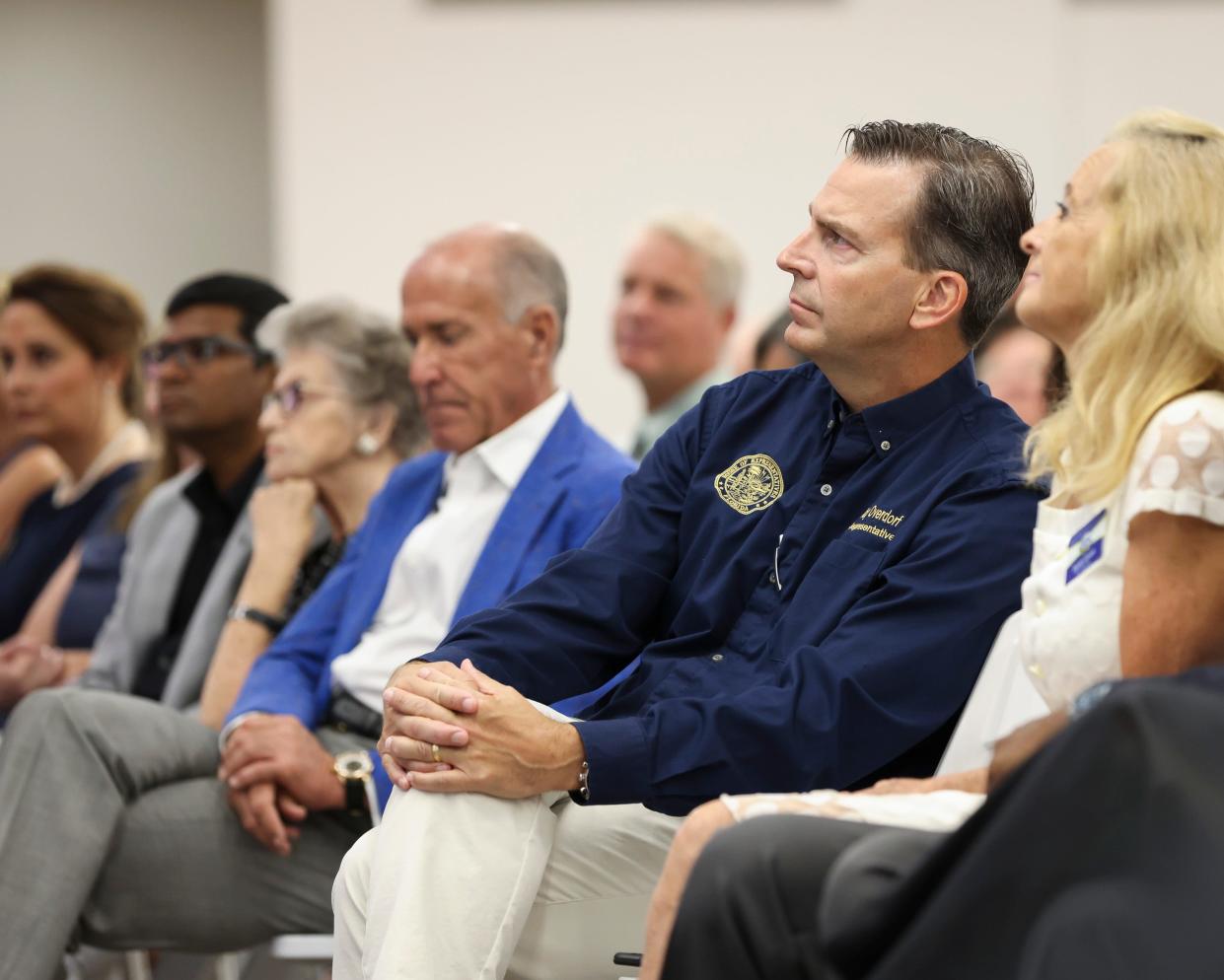 Rep. Toby Overdorf attends the Indiantown High School Building Dedication on Wednesday, Aug. 2, 2023, at 19000 S.W. Citrus Blvd. in Martin County. Operated by Indian River State College in partnership with the Martin County School District, the school's curriculum is focused on college preparedness as well as career and workforce education.