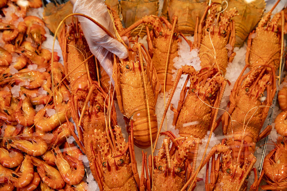 Woolworths and Coles lobsters, prawns, seafood