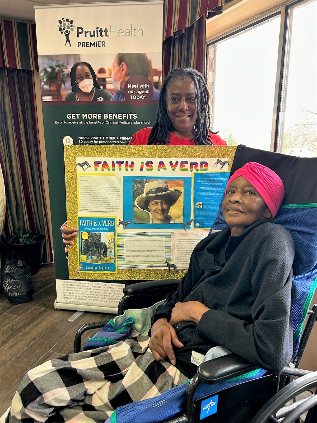 Lorraine Ferebee (at right) poses with her daughter-in-law Cynthia Code at PruittHealth in Louisville where she was recently recognized during Black History Month.