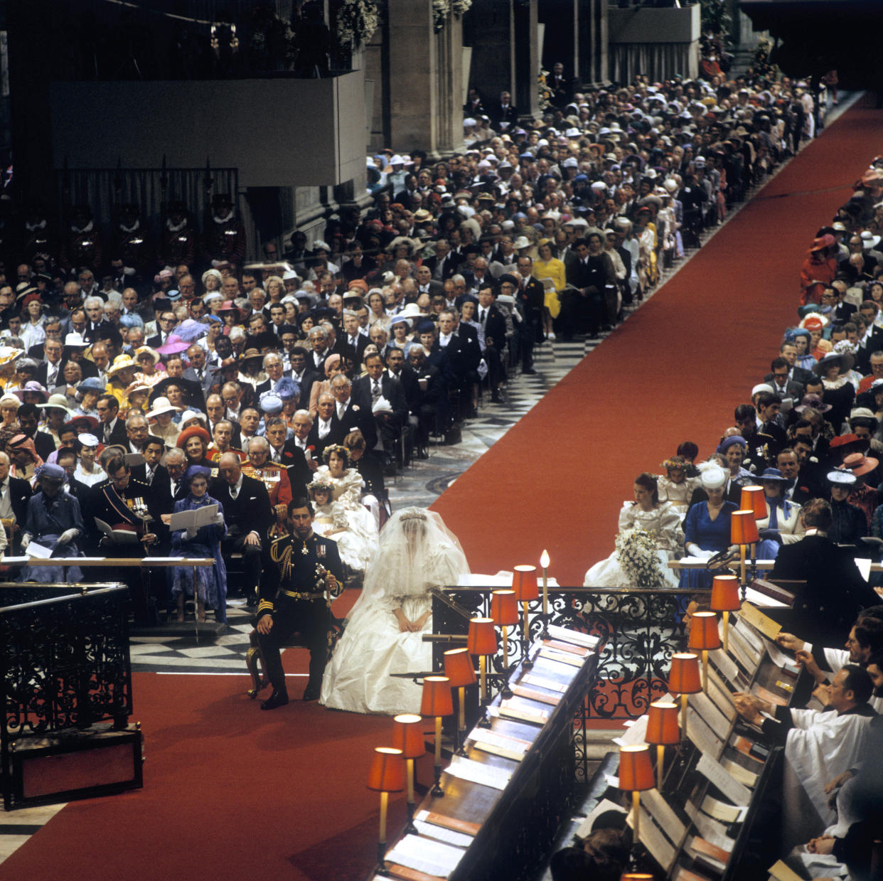 The Prince and Princess of Wales seated during their wedding at St Paul's Cathedral.   (Photo by PA Images via Getty Images)