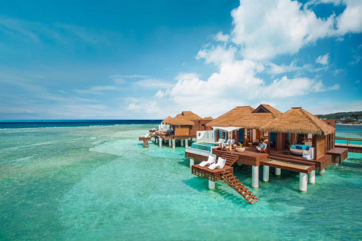 An overwater villa at the Sandals Royal Caribbean resort