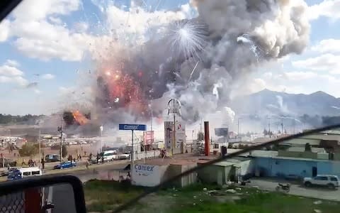 This was the scene on December 20, 2016, when explosions ripped through the San Pablito fireworks' market in Tultepec - Credit: Jose Luis Tolentino/AP