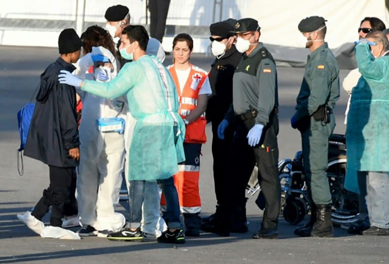 Medical teams were sent into check the migrants before they disembarked at the port of Valencia in Spain