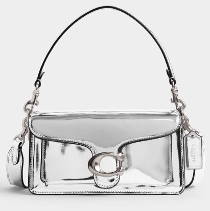 silver metallic handbag