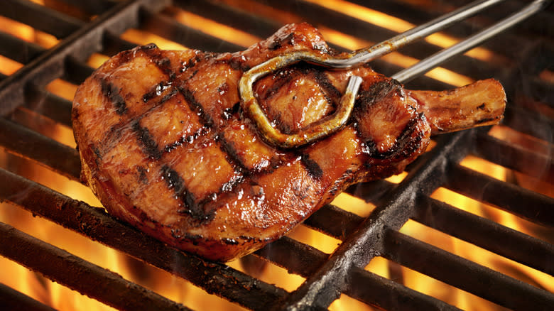 pork chop on a grill