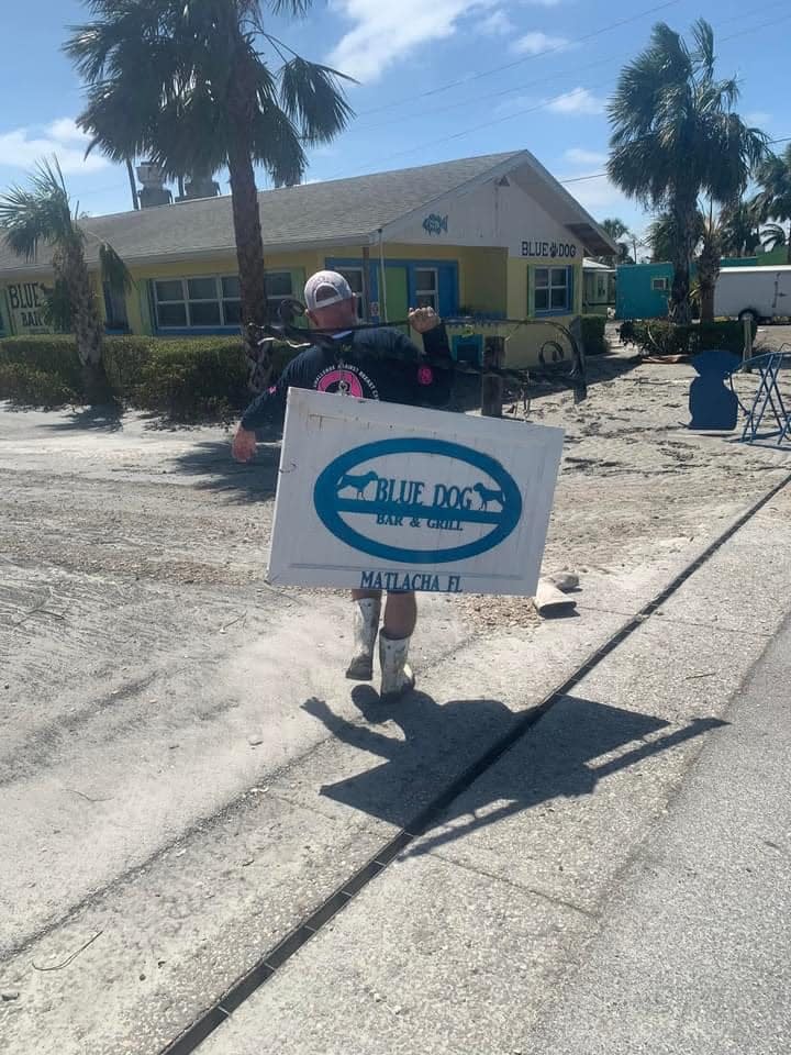 In the aftermath of Hurricane Ian, Blue Dog Bar & Grill is still standing on Matlacha.