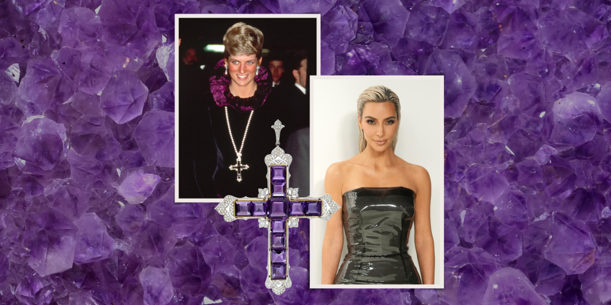 kim kardashian princess diana cross necklace