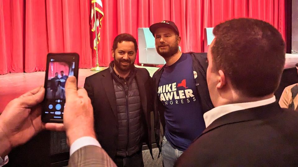 Rep. Mike Lawler posed for a picture with a supporter following the Congressional Town Hall at Westlake High School in Thornwood.