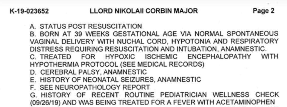 The second page of Nikolaii's autopsy details how sick he was prior to death.