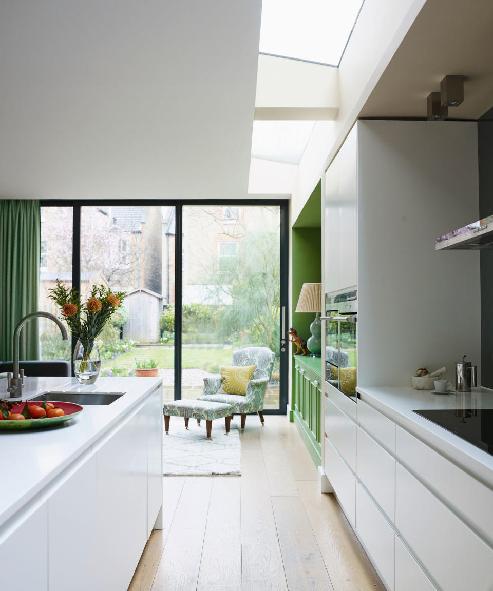 modern kitchen with large windows