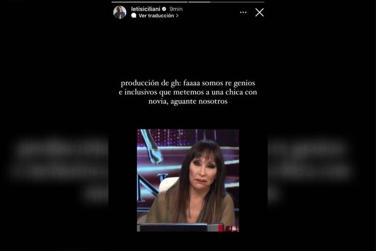 La actriz expresó su enojo tras las presentaciones de los nuevos participantes del reality (Foto: Instagram @letisiciliani)