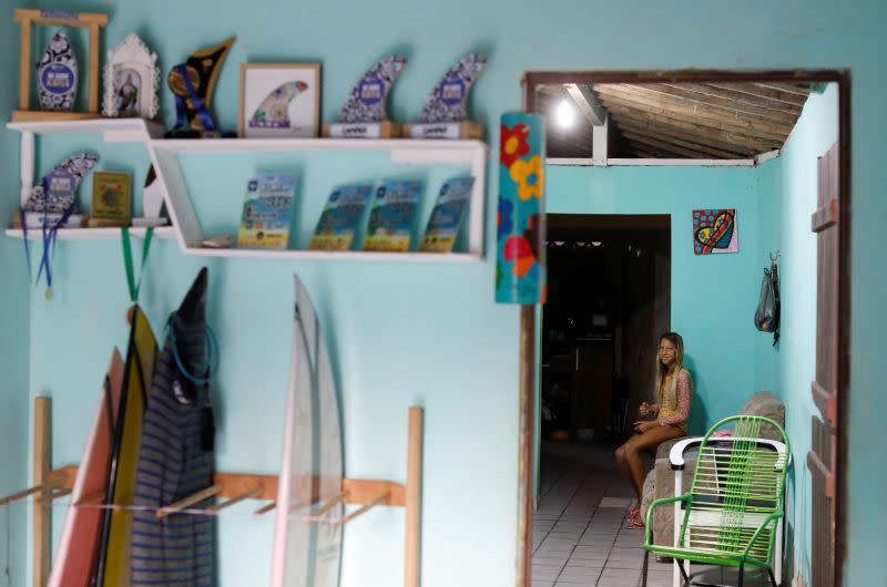 Inspired by Brazil's gold medalist Italo Ferreira, 12-year-old Maria Clara, surfs the waves and dreams of an Olympic career