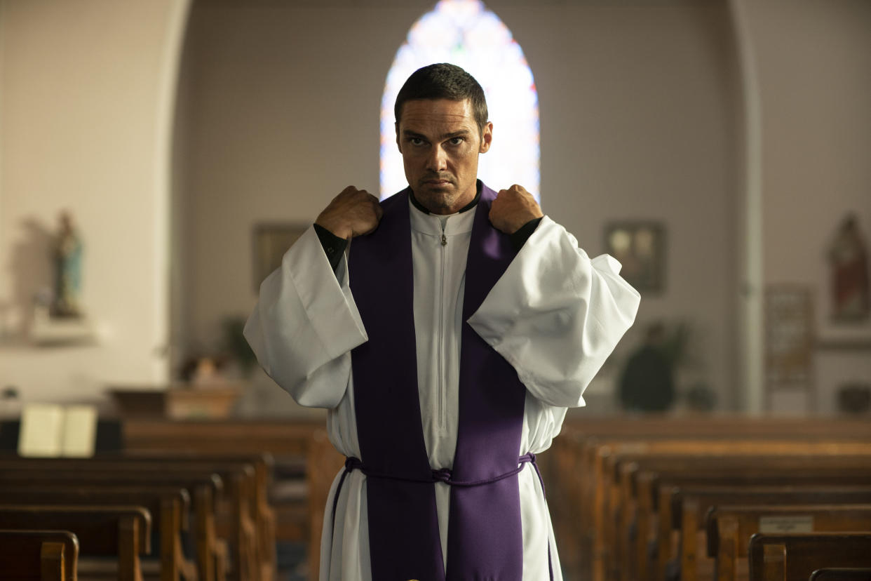  Scrublands sees Jay Ryan play a killer priest Byron Swift in an intense Austrailian thriller. 