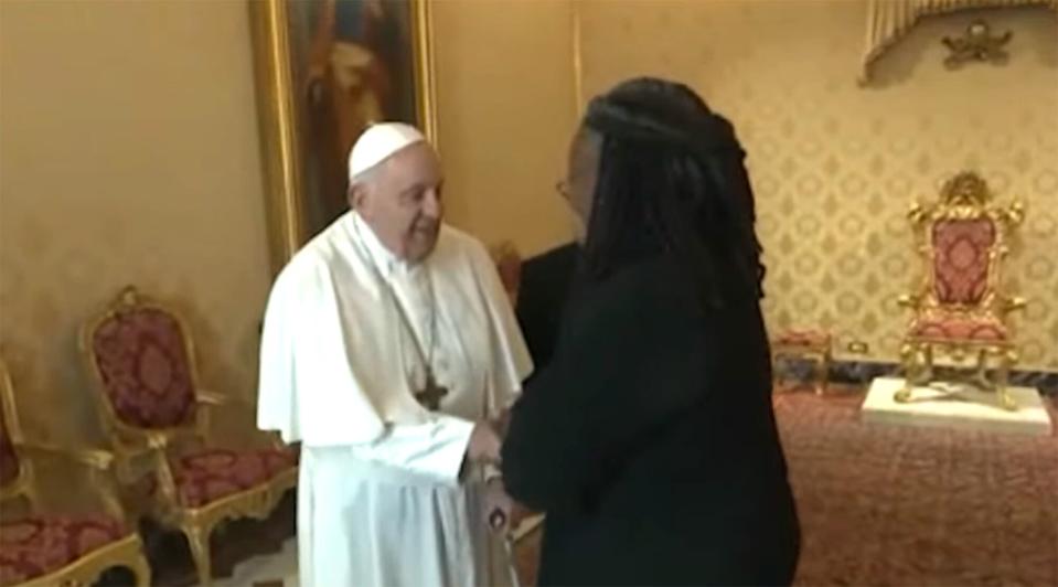 Pope Francis and Whoopi Goldberg