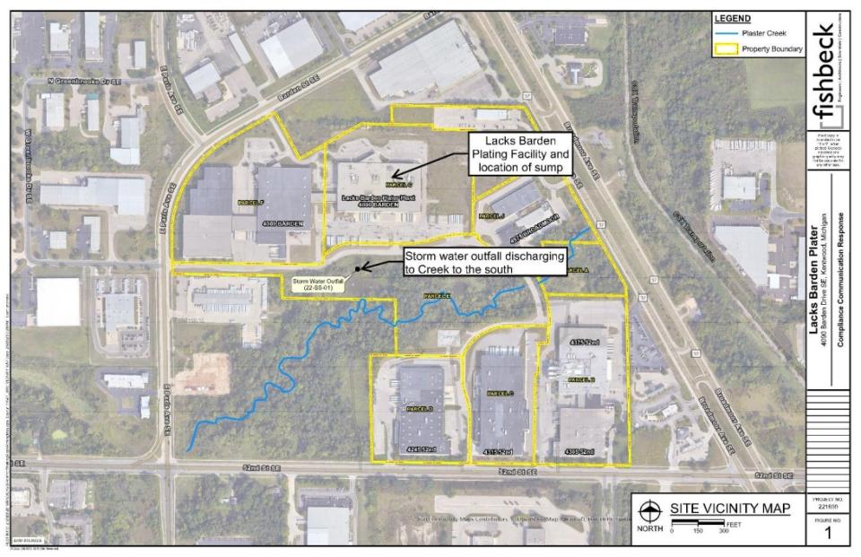 A map of the Lacks Enterprises facility on Barden Drive in Kentwood. (Courtesy MPART)