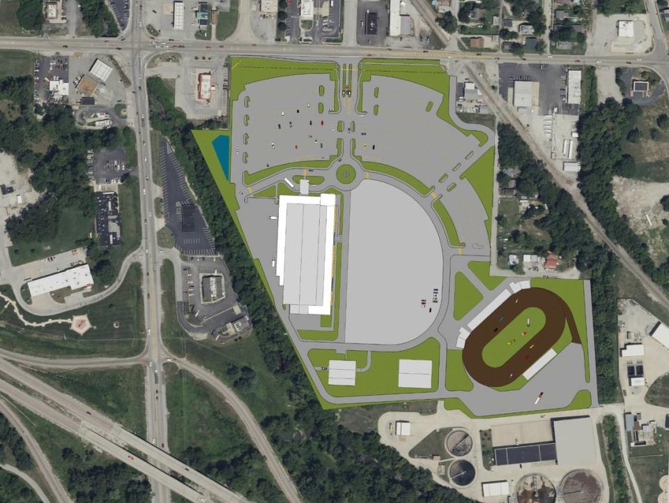 This rendering shows the renovations planned for the entire Belle-Clair Fairgrounds property, including the Belle-Clair Speedway, as of May 1, 2024.