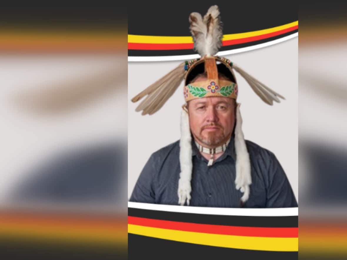 Nipissing First Nation Chief Scott McLeod is asking for the return of a ceremonial headdress that was inside his vehicle when it was stolen from a Mississauga hotel early Saturday morning. (Nipissing First Nation - image credit)