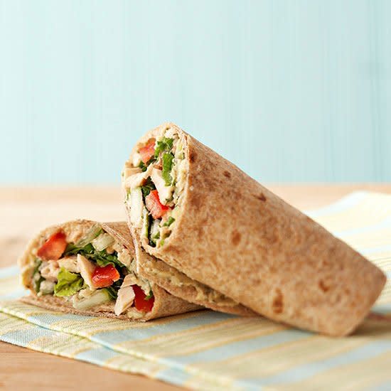 Bust loose from you turkey-sandwich rut right now with our creative wrap recipes! Here, you’ll find your next favorite beef, pork, or chicken wrap recipe, plus tuna and veggie wrap recipes, too. But before you unwrap your midday masterpiece, better copy this link: The colorful combo might create lunch envy among your coworkers, so be prepared to share these clever lunch wrap ideas with everyone.