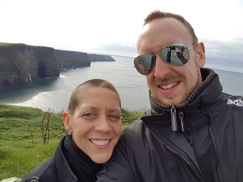 Katie and Nick at the Cliffs of Moher in County Clare, Ireland.