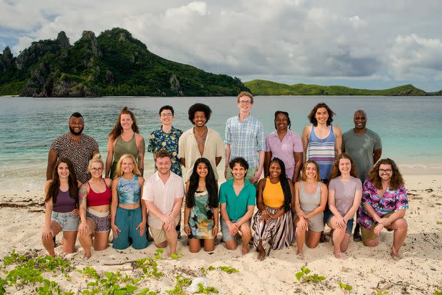 <p>Robert Voets/CBS via Getty</p> The cast of 'Survivor' season 45, including Drew Basile