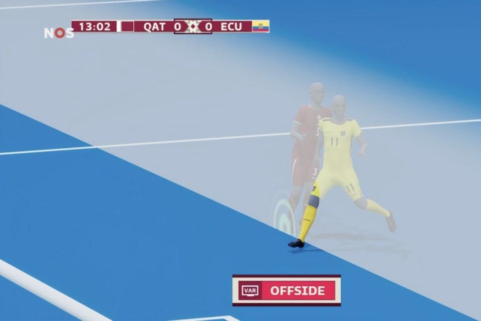 Michael Estrada’s right knee and shin were offside. (FIFA)