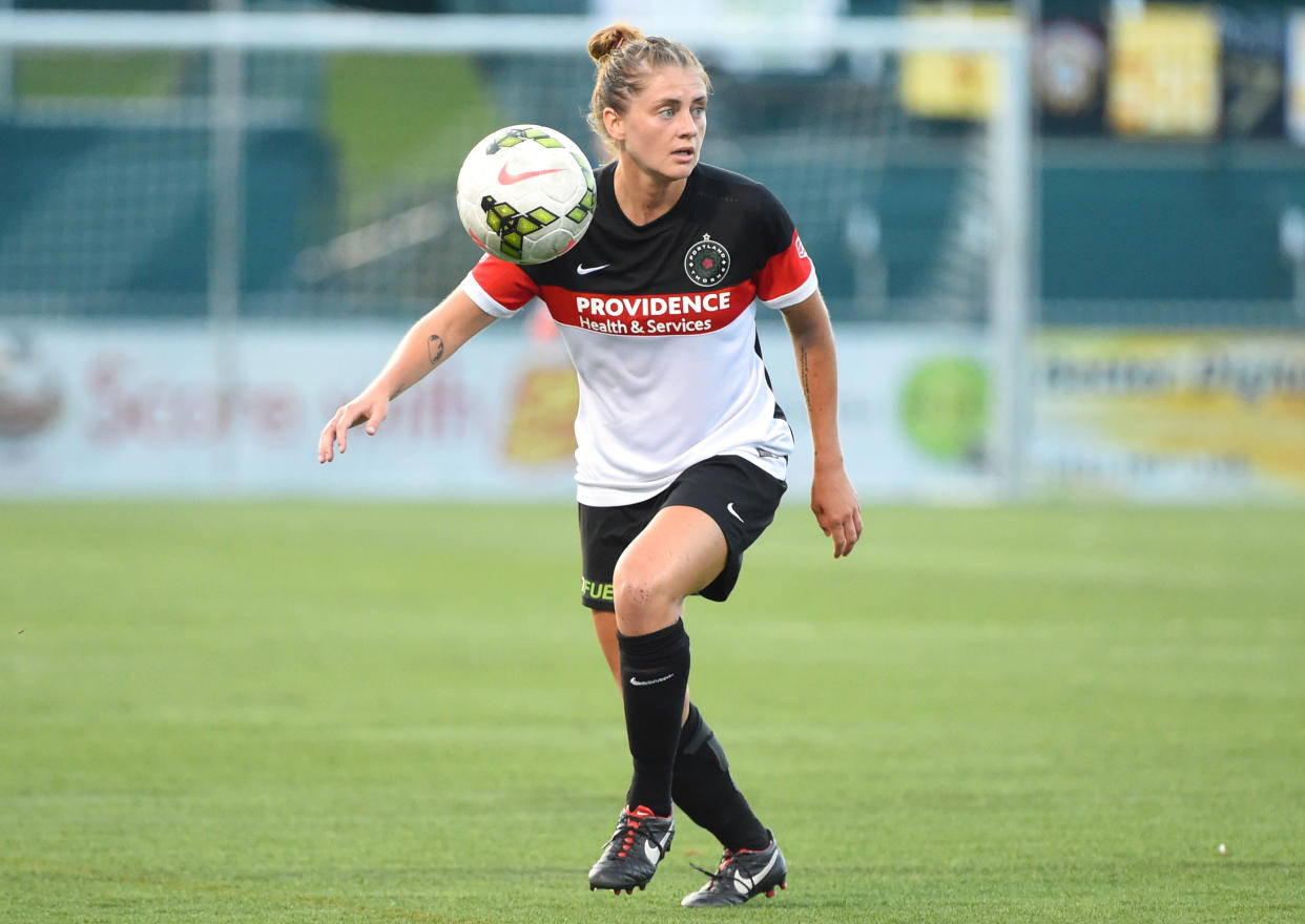 Sinead Farrelly, formerly of Portland Thorns FC seen here in 2015, said she wants more justice after coming forward with allegations against her former coach. (Rich Barnes/Getty Images)