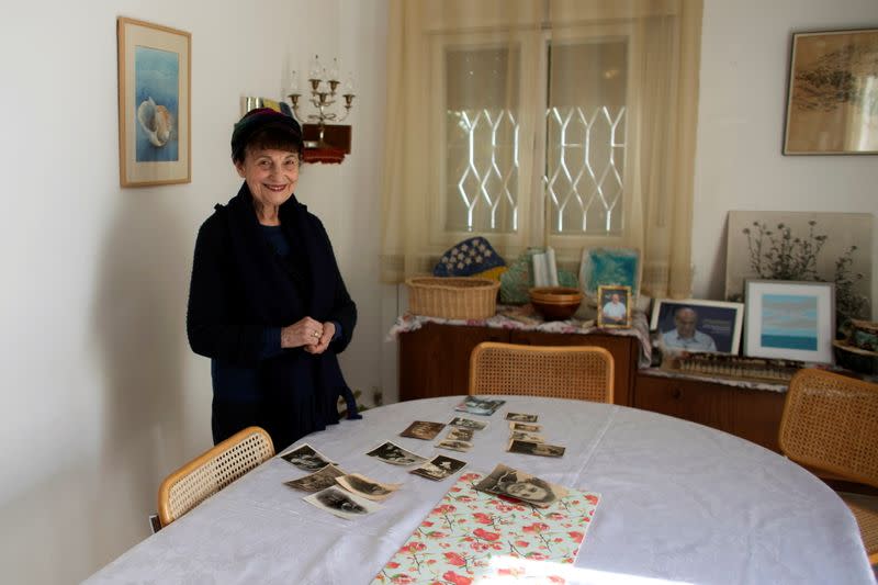 Holocaust survivor Leah Nebenzahl poses for a photograph during her interview with Reuters in Jerusalem