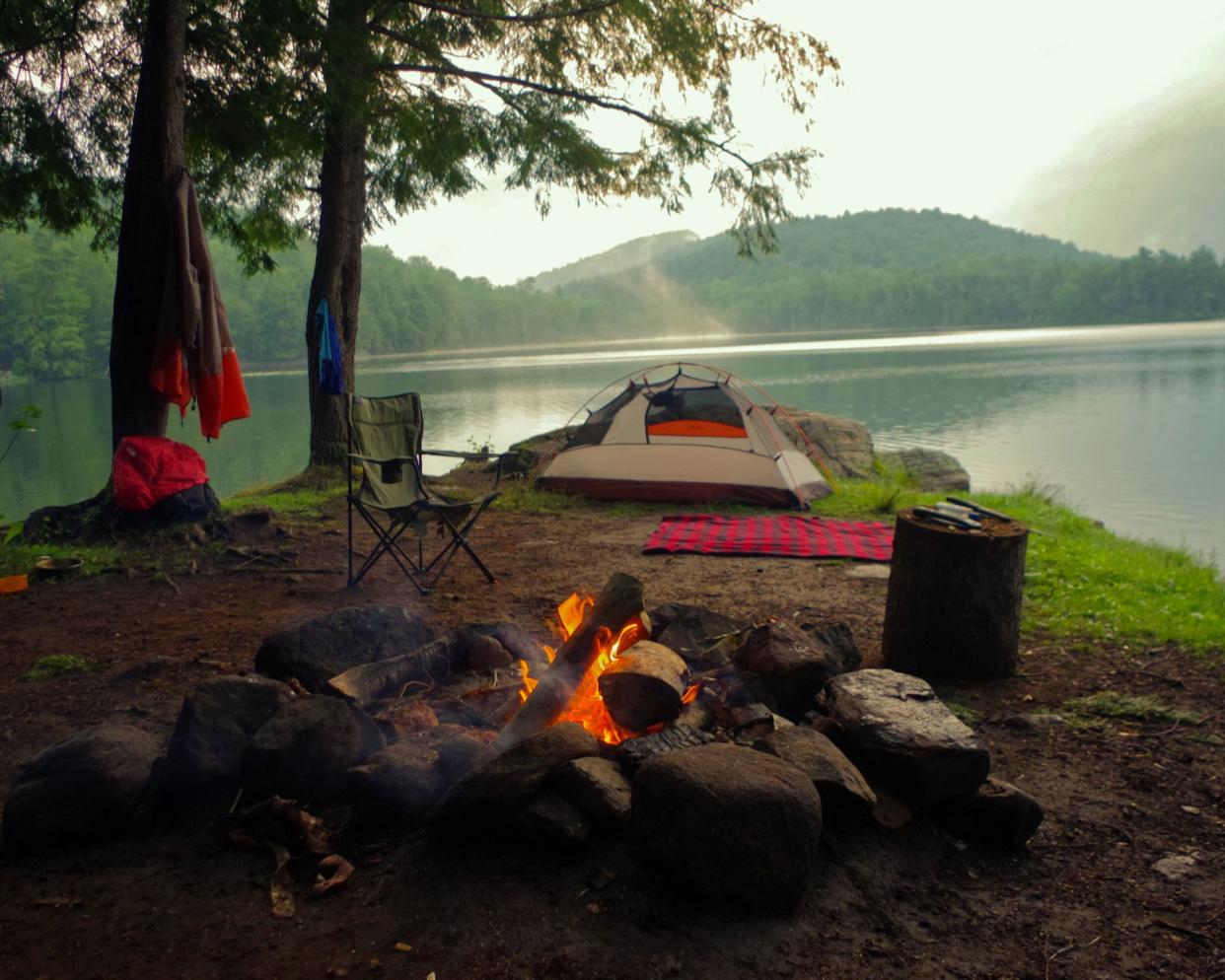 Summer Camp ground on a misty morning in upstate new york