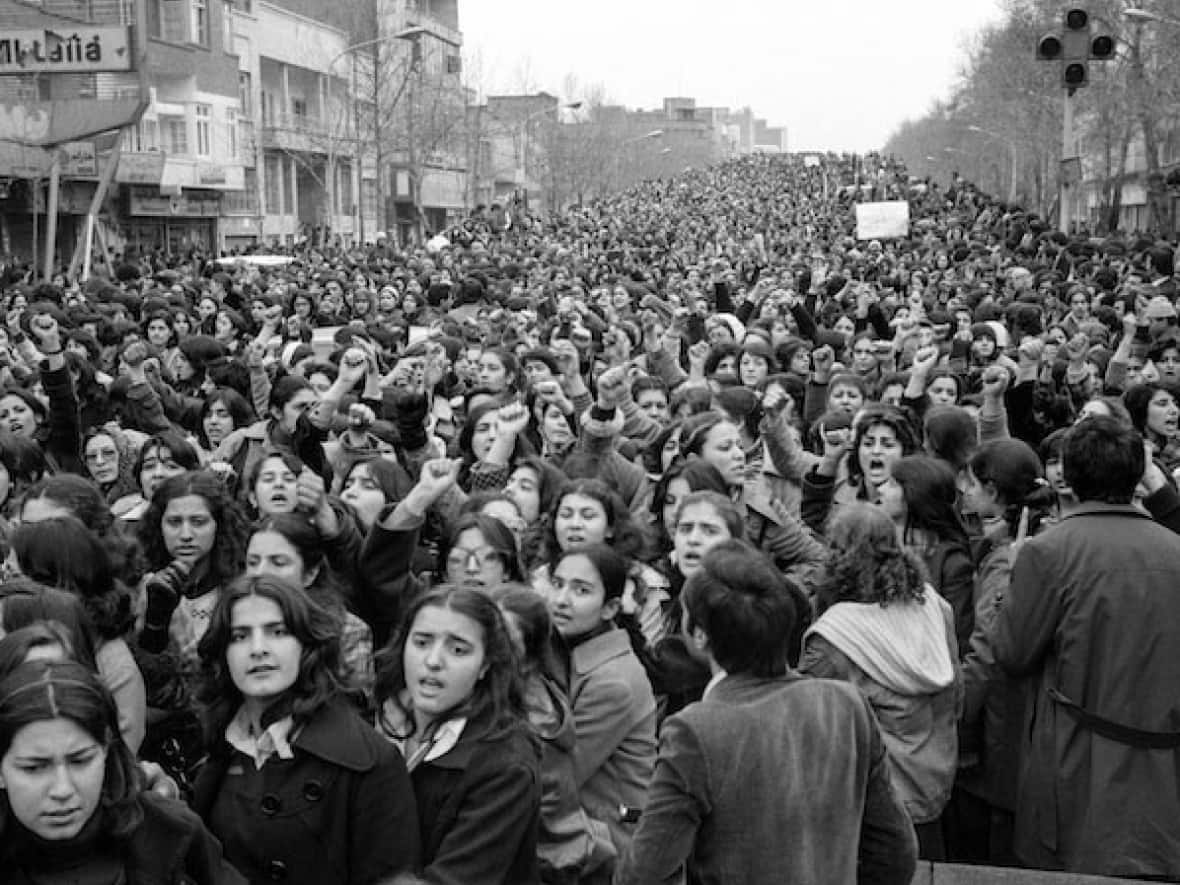 On March 8, 1979, Iranian women’s celebrations of International Women’s Day turned into protests against a new decree by Khomeini about mandatory veiling.  (Hengameh Golestan - image credit)