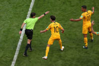 Soccer Football - World Cup - Group C - France vs Australia - Kazan Arena, Kazan, Russia - June 16, 2018 Referee Andres Cunha awards a penalty to France after VAR (Video Assistant Referee) review REUTERS/Sergio Perez