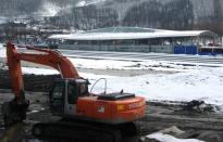 A photo taken on a press tour on February 17, 2012 shows the train station in the Russian ski resort of Krasnaya Polyana , some 50 kms from the Russian Black Sea resort of Sochi, venue of the 2014 Winter Olympics games. Russian government officials have brushed off concerns over corruption and delays to insist the venues hosting the 2014 Olympic Games in Sochi will be completed well ahead of schedule. The first Olympic Games to be held in Russia since the boycott-hit Moscow Games in 1980 should herald another step forward on sport's world stage for the former Soviet Union. AFP PHOTO / OLIVIER MORIN