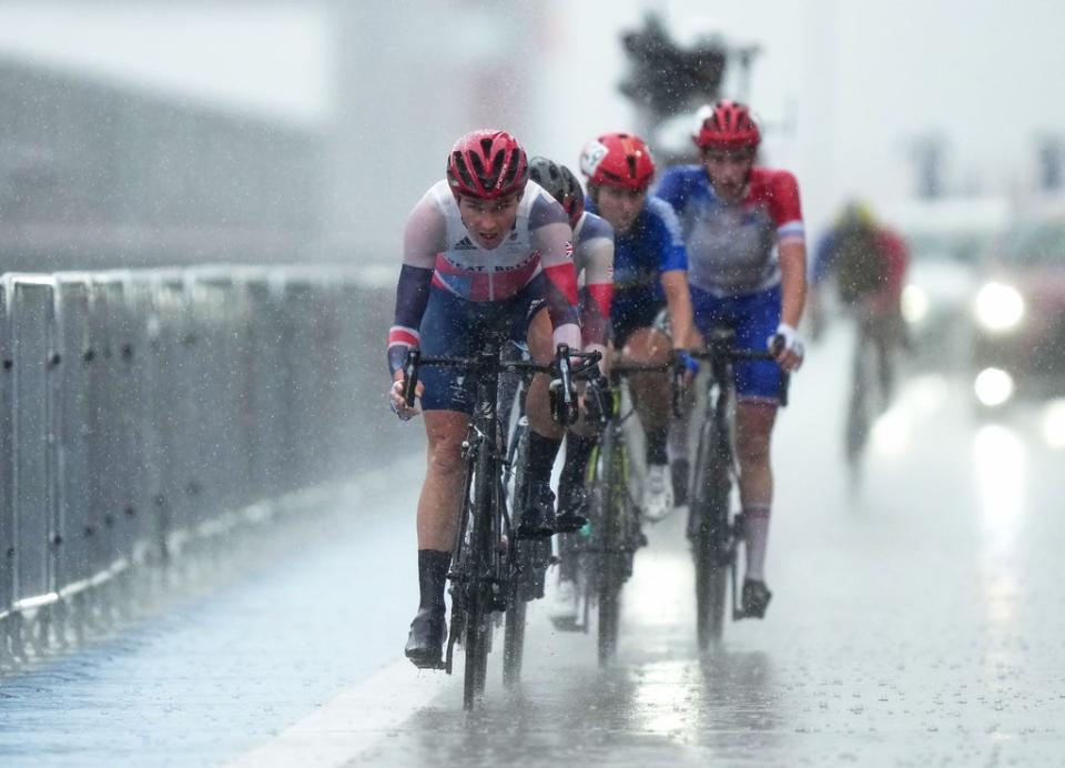 The rain pours down during the race (Tim Goode/PA) (PA Wire)