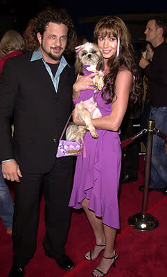 Joseph Reitman , Shannon Elizabeth and puppy at the LA premiere for Columbia's Tomcats