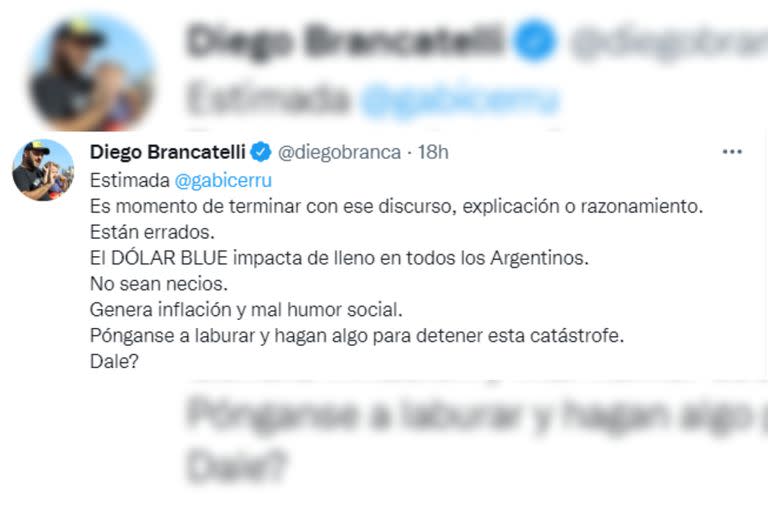 Brancatelli apuntó contra el Gobierno Nacional (Captura Twitter)