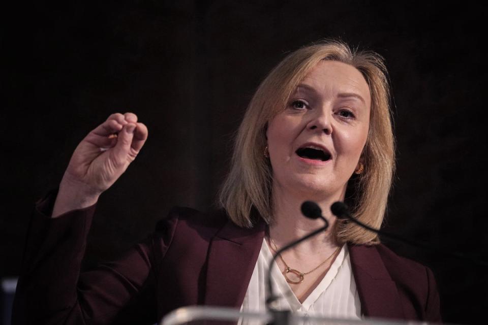 Former prime minister Liz Truss spent more than £15,000 on in-flight catering on a single flight to Australia while she was foreign secretary (PA Wire)