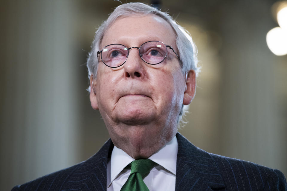 Senate Minority Leader Mitch McConnell (R-Ky.), seen on March 17, was reportedly called a "dumb son of a bitch" by Trump. (Photo: Tom Williams via Getty Images)