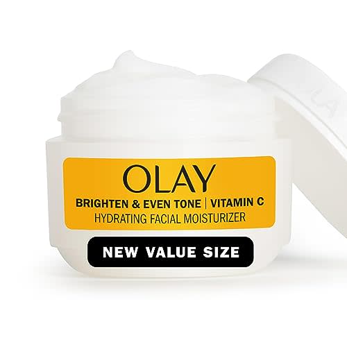 Olay Bright & Even Vitamin C with Lactic Acid Face Moisturizer, 2 oz Lightweight Brightening Face Cream for Uneven Skin Tone, Recyclable Eco Jar Packaging, Value Size