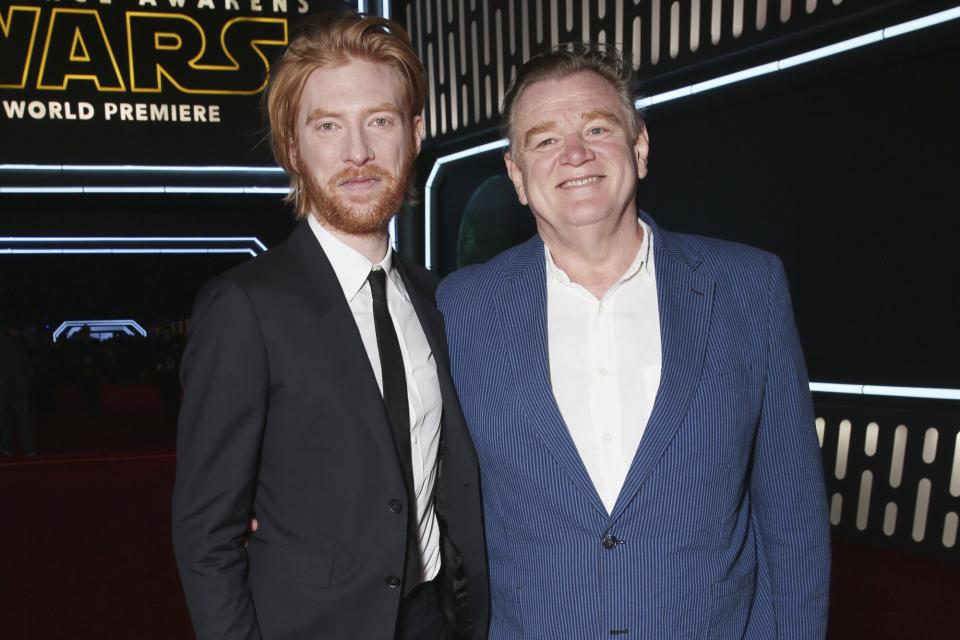 Domhnall Gleeson (L) and Brendan Gleeson attend the Premiere of Walt Disney Pictures and Lucasfilm's "Star Wars: The Force Awakens" on December 14, 2015 in Hollywood, California.