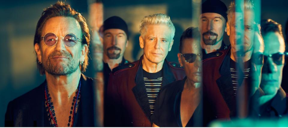 U2 (from left) - Bono, the Edge, Adam Clayton and Larry Mullen Jr. - revisit some of the most celebrated songs of their 40-plus year career, including "With Or Without You," "Beautiful Day" and "Sunday Bloody Sunday," on "Songs of Surrender."
