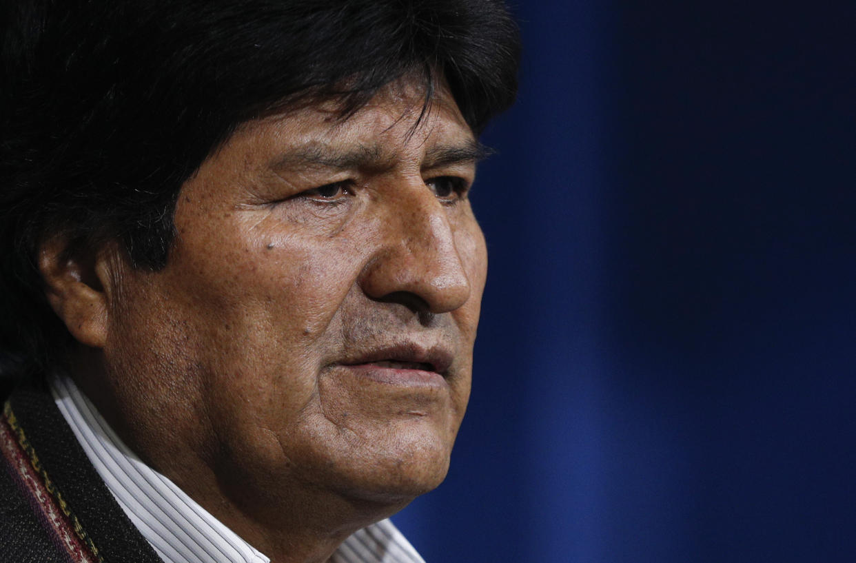 Bolivian President Evo Morales called for new elections in Bolivia following the release of a preliminary report by the Organization of American States that found irregularities in the country's Oct. 20 vote.&nbsp; (Photo: AP Photo/Juan Karita)