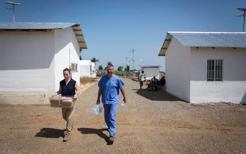 One of the UK-funded Ebola treatment centres in Kerry Town, Sierra Leone - Credit: Louis Leeson/Save the Children