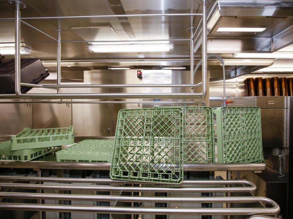 giant dishwashers in a kitchen on Royal Caribbean's Icon of the Seas