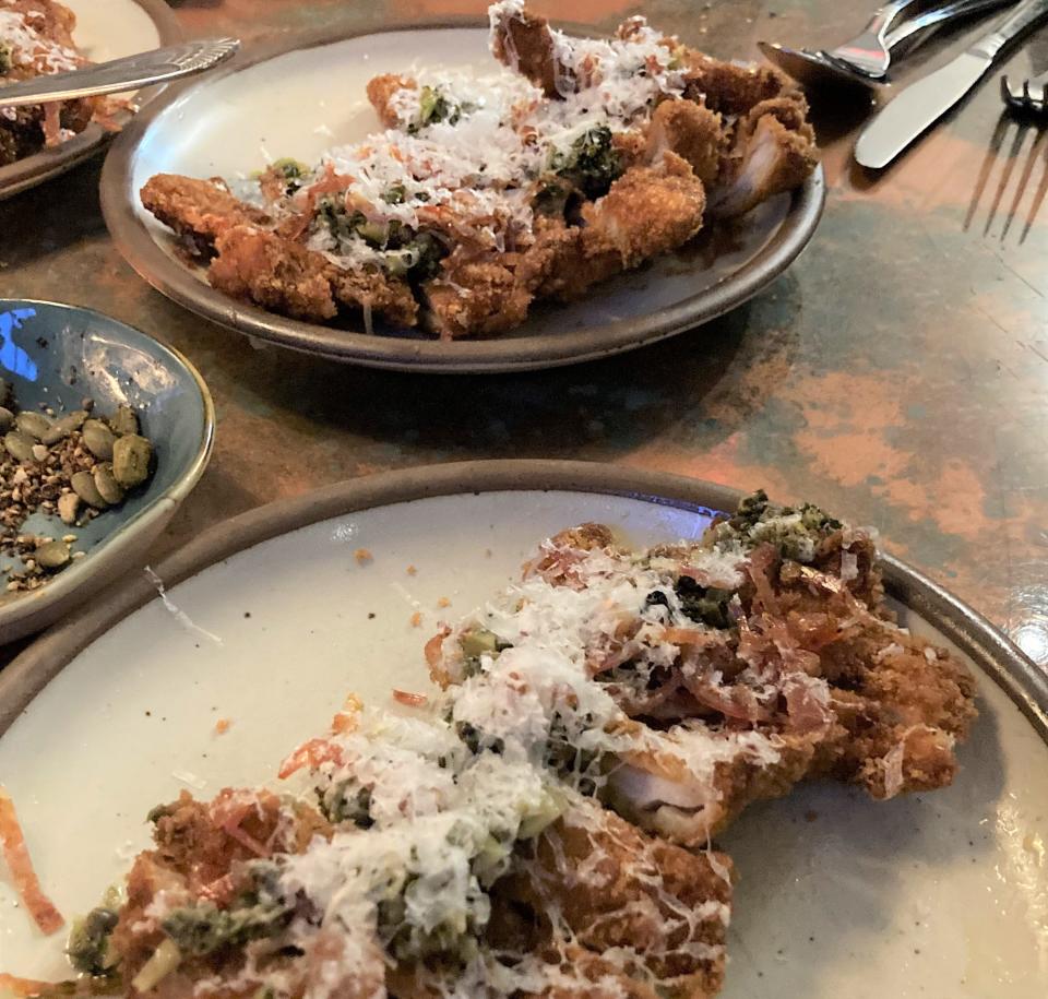 Rabbit Milanese with grilled broccoli salsa verde is one of the dishes on the opening menu at Olivero, scheduled to open in September at 522 S 3rd St. in Wilmington, N.C.