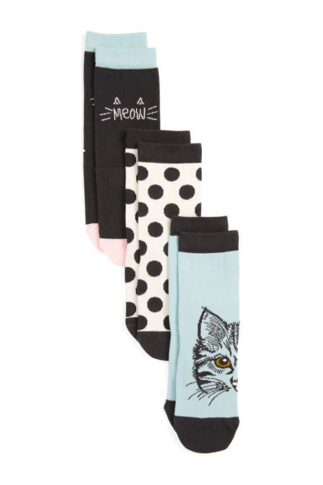 Tucker + Tate Kitty 3-Pack Crew Socks